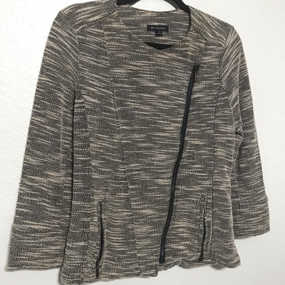 Halston Slub Knit Asymmetrical Zip Moto Jacket - Picture 3 of 6